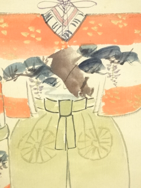 道具 ] - 道具 大徳寺細合喝堂筆 「桃花笑春風」画賛 肉筆紙本掛軸（共